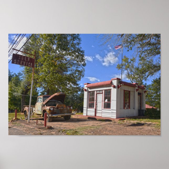Historic Self-Service Gas Station, Texas Poster (Front)