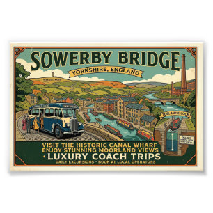 Historic Sowerby Bridge Canal Wharf Vintage Art Photo Print