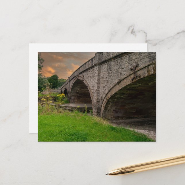 Historic St. Asaph Bridge Over River Elwy Postcard (Front/Back In Situ)