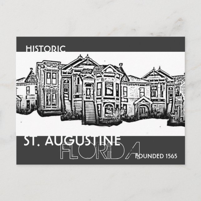 Historic St. Augustine Florida old town postcard (Front)