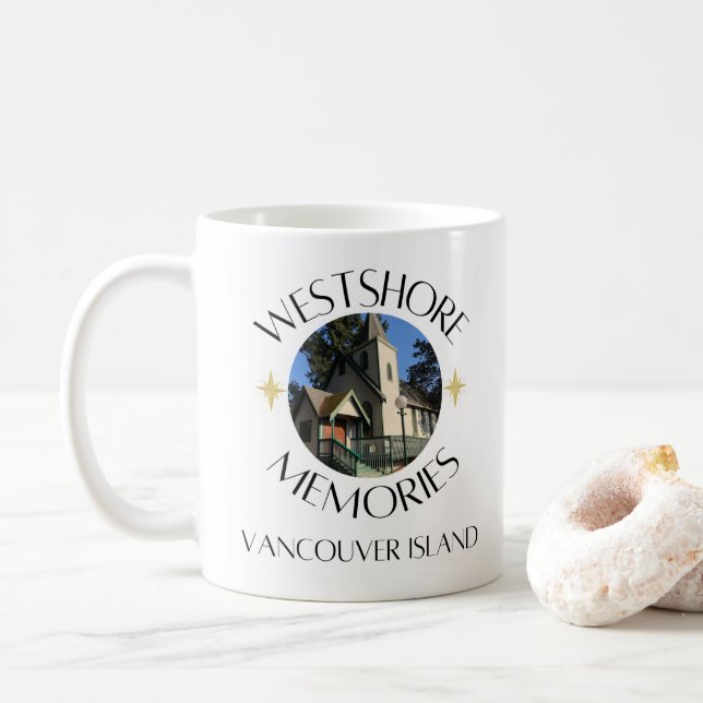 Historic St. John the Baptist Church in Colwood Coffee Mug (With Donut)