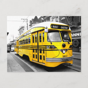 Historic Streetcar with Striking Yellow Colour Postcard