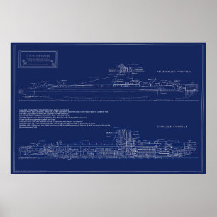 Historic Submarine Croaker Blueprint Poster