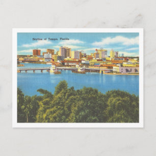 Historic Tampa Florida Skyline Vintage 1940s Postcard
