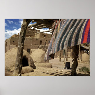 Historic Taos Pueblo as it was in 1938 Poster