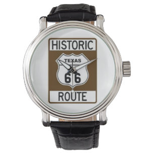 Historic Texas Route 66 Black Leather Watch