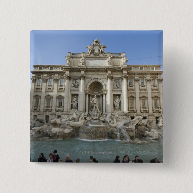 Historic Trevi Fountain in Rome, Italy 15 Cm Square Badge (Front)