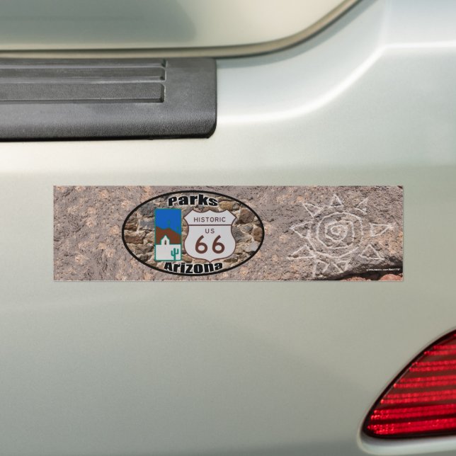 Historic US Route 66 Parks Arizona Bumper Sticker (On Car)