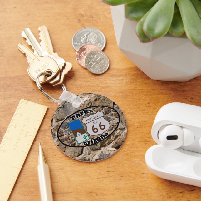 Historic US Route 66~Parks, Arizona Key Ring (Desk)