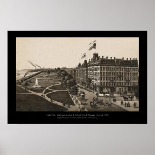 Historic view of Grant Park, Chicago (around 1880) Poster
