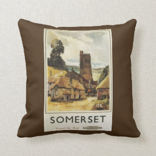 Historic Village Scene British Railway Poster Cushion