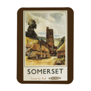 Historic Village Scene British Railway Poster Magnet