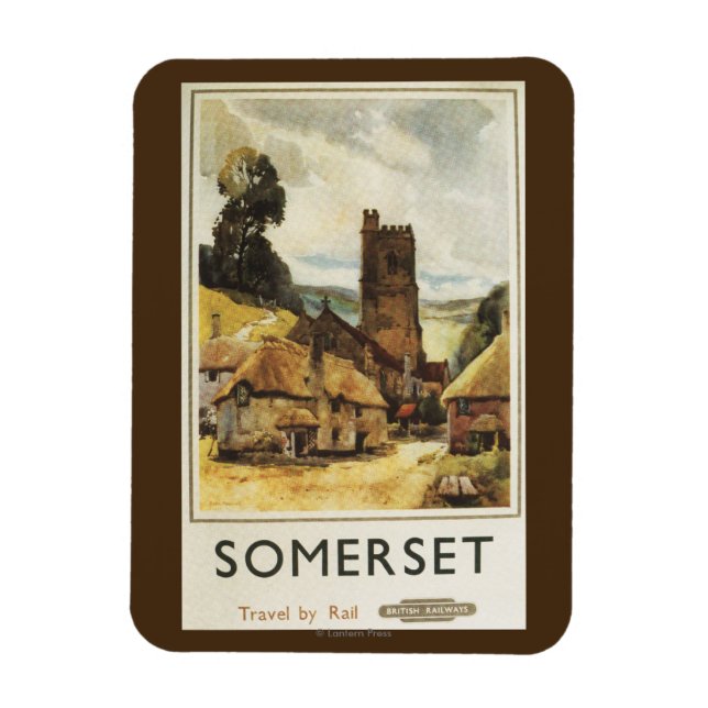 Historic Village Scene British Railway Poster Magnet (Vertical)