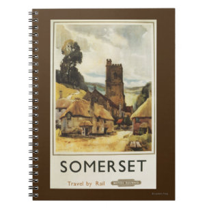 Historic Village Scene British Railway Poster Notebook