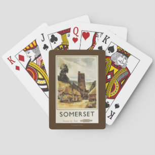 Historic Village Scene British Railway Poster Playing Cards