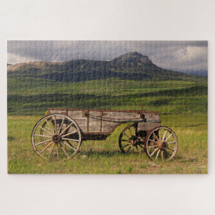 Historic Wagon Left In A Pasture Jigsaw Puzzle