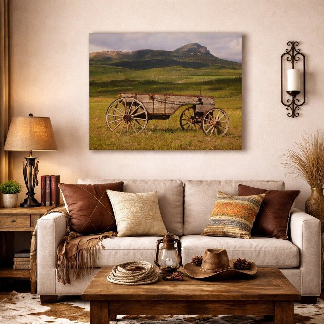 Historic Wagon Left In A Pasture Waterton Canvas Print (Creator Uploaded)