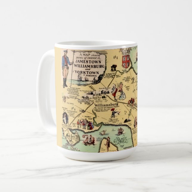 Historic Williamsburg Map Mug (Front Left)