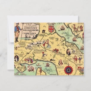 Historic Williamsburg Map Postcard