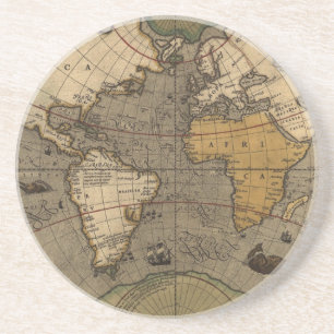 Historic World Map Tasteful Earth Gift Coaster