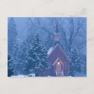 Historic Yosemite Valley Chapel during heavy Postcard