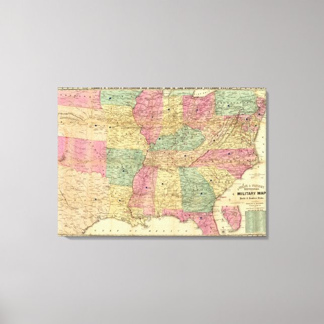Historical and Military Map of the US Canvas Print (Front)
