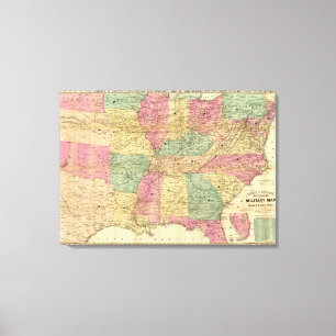 Historical and Military Map of the US Canvas Print