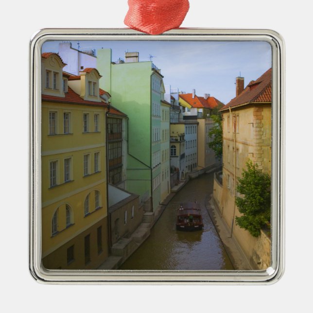 Historical buildings with canal, Prague, Czech Metal Tree Decoration (Front)
