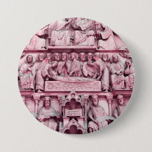 Historical, Christian sculptures Notre Dame Paris 7.5 Cm Round Badge