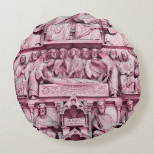 Historical, Christian sculptures Notre Dame Paris Round Cushion