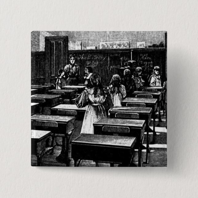 Historical Classroom Picture 15 Cm Square Badge (Front)