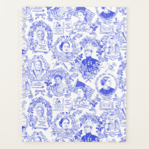 Historical Feminist Pioneers Blue Toile Planner
