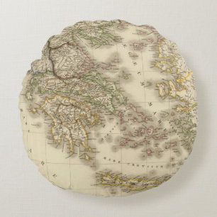 Historical Greece, Paris atlas map Round Cushion