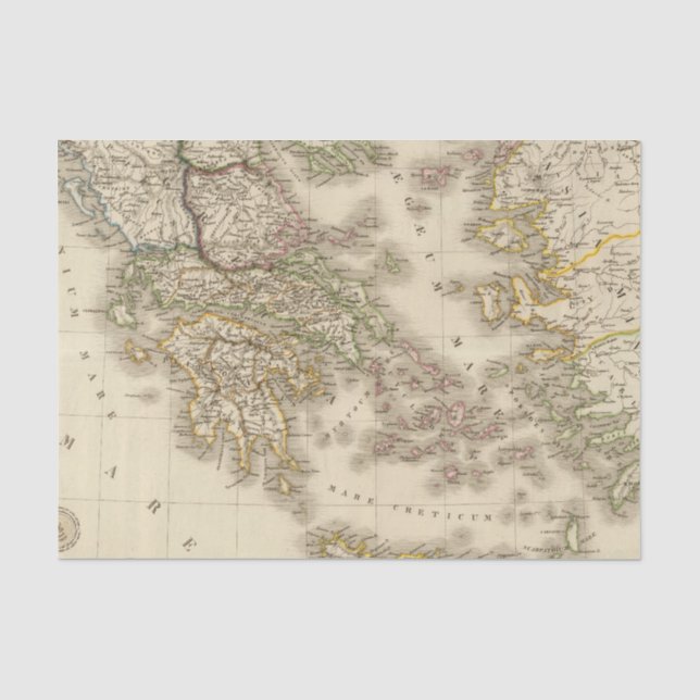Historical Greece, Paris atlas map Tissue Paper (Front)