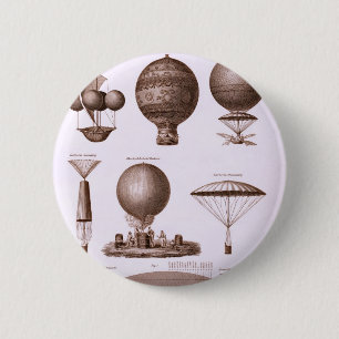 Historical Hot Air Balloon Designs 6 Cm Round Badge