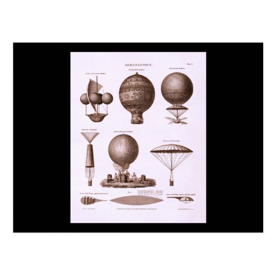 Historical Hot Air Balloon Designs Vintage Image Postcard