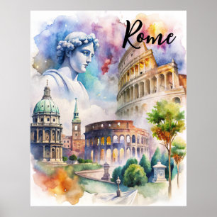 Historical Landmarks of Rome Poster