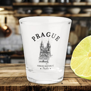 Historical Landscape of Prague, Czech Republic Shot Glass