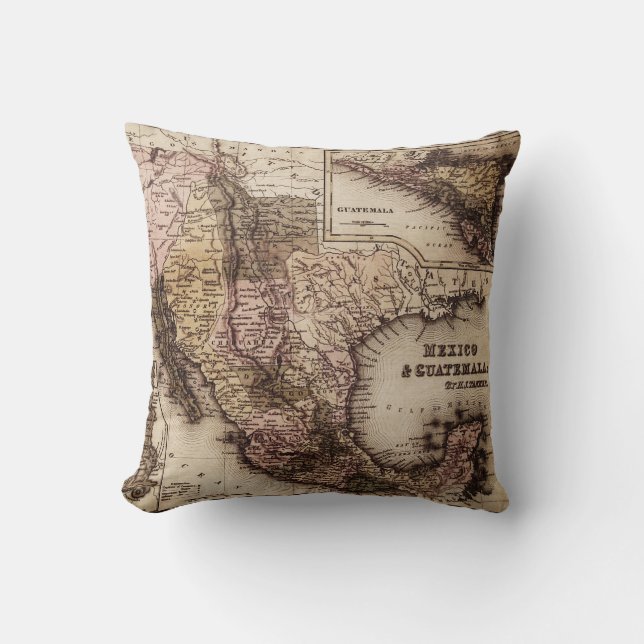 Historical Map Mexico and Guatemala Pillow (Front)