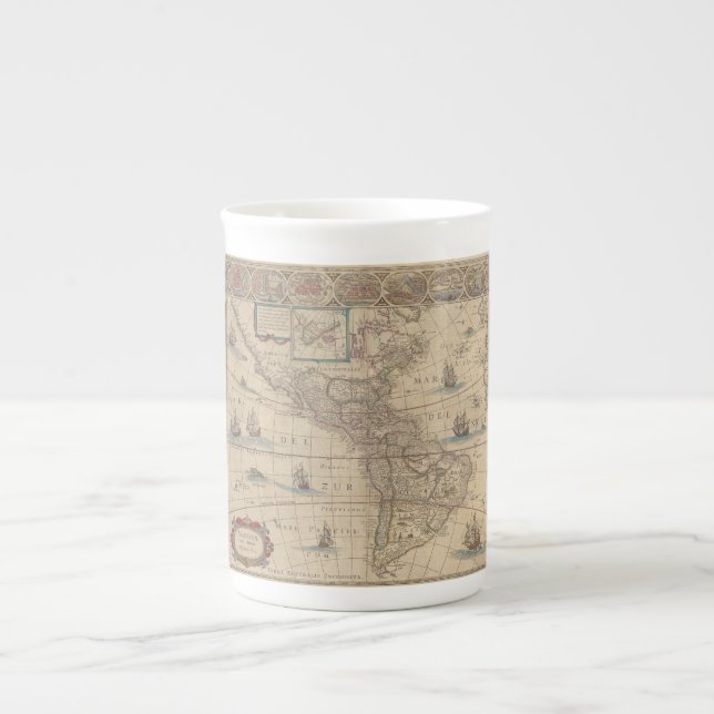 Historical Map of America (North & South America) Bone China Mug (Front)