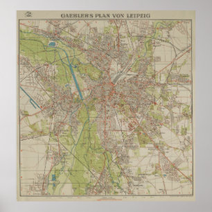 Historical Map of Leipzig by Gaebler 1940 Edition Poster