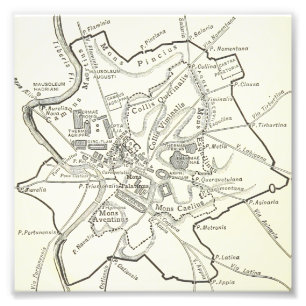 Historical Map of the City of Rome Photo Print