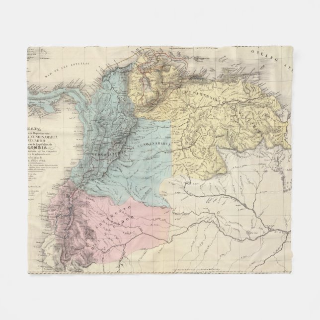 Historical Military Maps of Venezuela Fleece Blanket (Front (Horizontal))