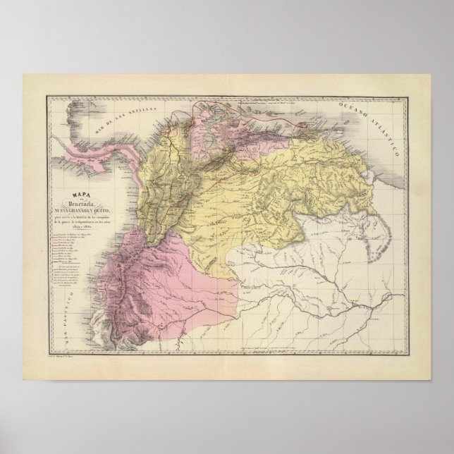 Historical Military Maps of Venezuela Poster (Front)
