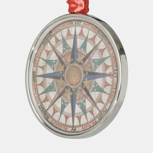 Historical Nautical Compass (1543) Metal Tree Decoration (Left)