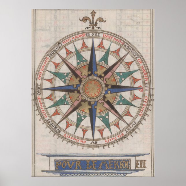 Historical Nautical Compass (1543) Poster (Front)