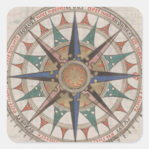Historical Nautical Compass (1543) Square Sticker