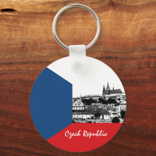 Historical Prague & Czech flag, Czech Republic Key Ring