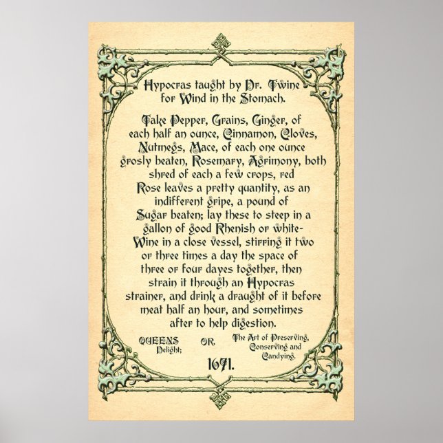 Historical Recipe for Wind in the Stomach, Poster (Front)