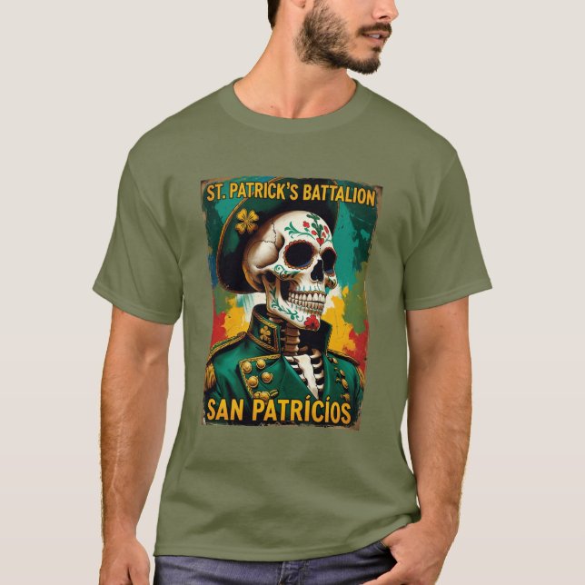Historical St Patricks Battalion Military Skeleton T-Shirt (Front)